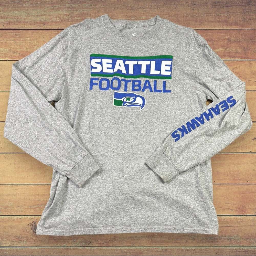 Fanatics Seattle Seahawks Graphic Tee Grey Longsleeve Men's Large